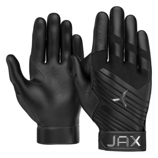 JAX Batting Gloves Pro Model Adult Batting Gloves (Midnight Black) -Deals Baseball Store 1 Jax pro model adult batting gloves left hand swing midnight black