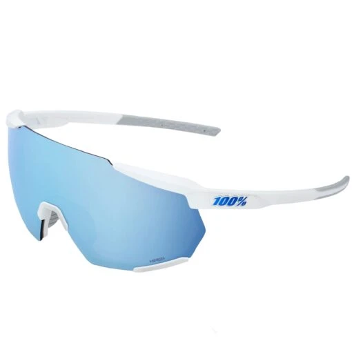 100% Racetrap 3.0 Sport And Cycling Sunglasses With HD Lenses (Matte White - Hiper Blue Multilayer Mirror Lens) -Deals Baseball Store 100 60004 00001MatteWhite HiperBlueMultilayerMirrorLens 1