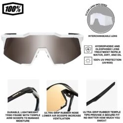 100% Speedcraft Sport Performance Baseball Sunglasses HD Interchangeable Lens (Matte White - Silver Mirror Lens) -Deals Baseball Store 100 60007 00006 silverinfographic2.1