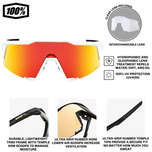 100% Speedcraft Sport Performance Baseball Sunglasses HD Interchangeable Lens (Off White/Red Multilayer Mirror) -Deals Baseball Store 100 60007 00009 whtredinfographic2 1 677dcda6 5f91 4618 9081 b35a2a31f6ed