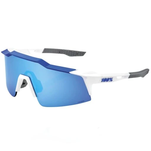 100% Speedcraft SL Performance Vented Baseball Sport Sunglasses (Matte White/Metallic Blue-HiPER Blue Multilayer Mirror Lens) -Deals Baseball Store 100 60008 00003MatWhtMetBlu BlueMultiMirr1