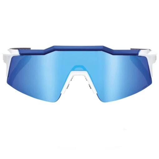 100% Speedcraft SL Performance Vented Baseball Sport Sunglasses (Matte White/Metallic Blue-HiPER Blue Multilayer Mirror Lens) -Deals Baseball Store 100 60008 00003MatWhtMetBlu BlueMultiMirr2