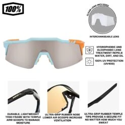 100% Speedcraft SL Performance Vented Baseball Sport Sunglasses (Soft Tact Two Tone-HiPER Silver Mirror Lens) -Deals Baseball Store 100 60008 00011SoftTact2Tone SilverMirrorLensinfo