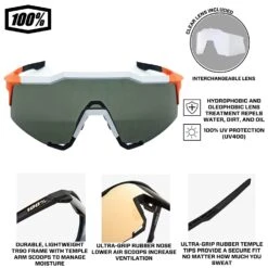 100% Speedcraft Sport Performance Baseball Sunglasses HD Interchangeable Lens (Soft Tact Oxyfire - Smoke Lens) -Deals Baseball Store 100 61001 102 03 oxyfireinfographic2 1