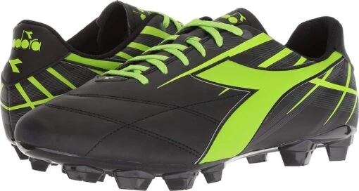 New Diadora Forte MD LPU Women's 8.5 Soccer Molded Cleats Black/Lime -Deals Baseball Store 207495