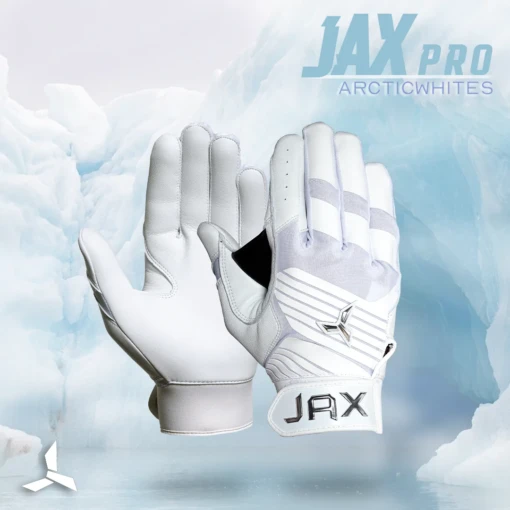 JAX Batting Gloves Pro Model Adult Batting Gloves (Arctic White) -Deals Baseball Store 3 Jax pro model adult batting gloves left hand swing arctic white