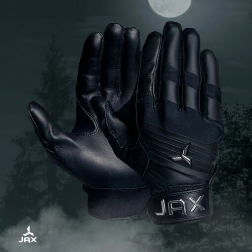 JAX Batting Gloves Pro Model Adult Batting Gloves (Midnight Black) -Deals Baseball Store 3 Jax pro model adult batting gloves left hand swing midnight black