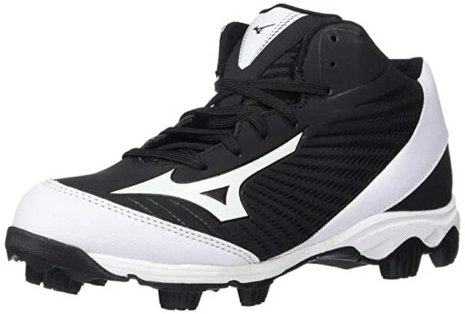 New Mizuno 9 Spike Advance Youth 5 Franchise 9 Mid Black/White Baseball Cleat -Deals Baseball Store 320552.9000