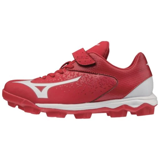 Mizuno Select Nine Junior Youth Low Molded Baseball Cleats (Red/White) -Deals Baseball Store 320581 1000