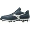 Mizuno 9-Spike Ambition Low Men's Metal Baseball Cleats (Navy/White) -Deals Baseball Store 320583 5100