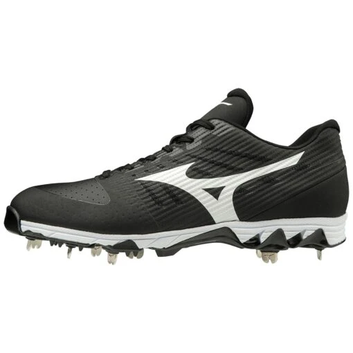 Mizuno 9-Spike Ambition Low Men's Metal Baseball Cleats (Black/White) -Deals Baseball Store 320583 9000