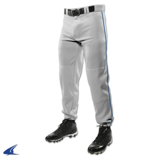 Champro Triple Crown Classic W/ Braid Mens Baseball Pants (Gray/Royal) -Deals Baseball Store 61305