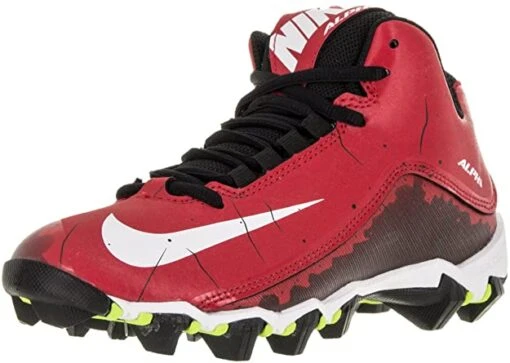 New Nike Boys Nike Alpha Shark 2 3/4 BG Football Cleat Red/Black/White 3Y -Deals Baseball Store