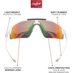 Rawlings Adult Shield Baseball Sunglasses Lightweight Sports Sun Glasses For Running, Softball, Rowing, Cycling (White/Gray) -Deals Baseball Store 61aftki8 ol. ac ul1500