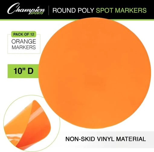 New Champion Sports Round Poly Spot Markers For Sports 9 Inch Orange -Deals Baseball Store