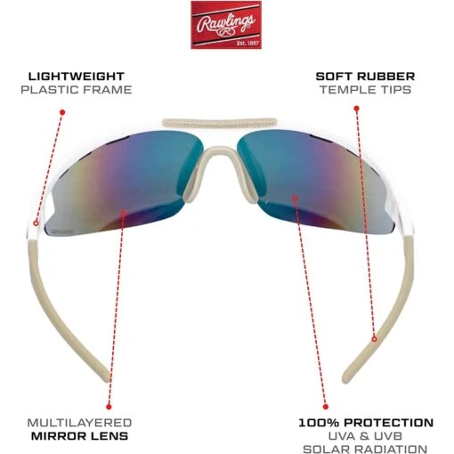 Rawlings Adult Shield Baseball Sunglasses Lightweight Sports Sun Glasses For Running, Softball, Rowing, Cycling (White/Gray) -Deals Baseball Store 61hkesk86nl. ac ul1500