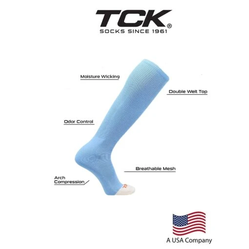 TCK Twin City Knitting Prosport Adult Baseball Softball Sock (Columbia Blue) -Deals Baseball Store