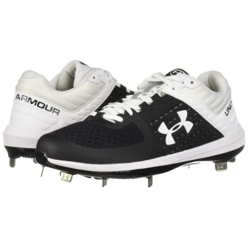 Under Armour Yard Low Men's Baseball Metal Cleats Spikes (Black/White) -Deals Baseball Store