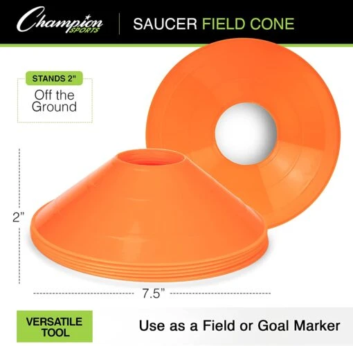 New Other Champion Sports 7.5" Diameter Flexible Saucer Field Cone Orange (100Ct) -Deals Baseball Store