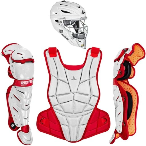 All-Star AFx Series Fastpitch Softball Catcher's Package (White/Scarlet) -Deals Baseball Store