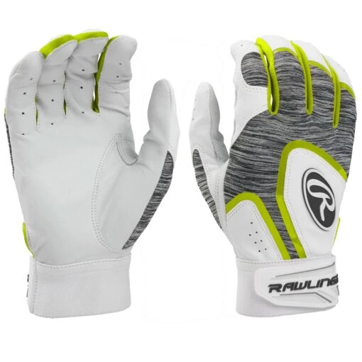 Rawlings 5150 Adult Baseball Batting Gloves (White/Gray/Yellow) -Deals Baseball Store 81or edn4al