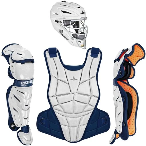 All-Star AFx Series Fastpitch Softball Catcher's Package (White/Navy) -Deals Baseball Store 81r H bp kL. AC SL1500