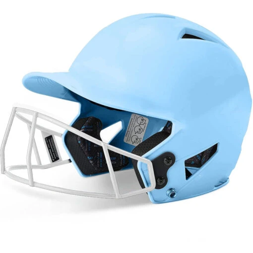 CHAMPRO HX Rise Pro Fastpitch Softball Batting Helmet With Facemask Glossy Finish (Columbia Blue) -Deals Baseball Store Blue 1 88f12830 cdf9 489d 965a 04d1467ec74c