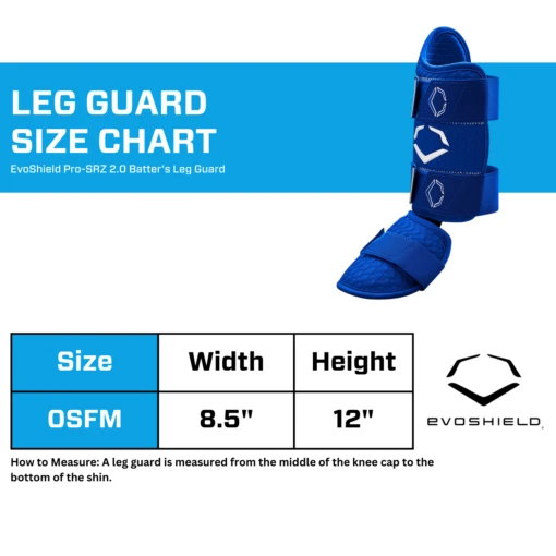 Evoshield PRO-SRZ 2.0 Left Handed Batter's Baseball Softball Leg Guard, Royal -Deals Baseball Store EvoShield Leg Guard Size Chart Royal