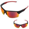 Guardian Baseball Diamond Ray Beams Adult Shield Sunglasses - Comes With Protective Case And Lens Cloth - Adult Unisex - Sports Sunglasses (Black/Red) -Deals Baseball Store GB SungTH6407 Adult BlkRedMultinewmain