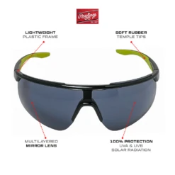 Rawlings Retro Vaporwave Baseball Shield Sunglasses Black Neon Green -Deals Baseball Store RAW R2210 BlackGreen