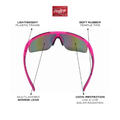 Rawlings Retro Vaporwave Baseball Shield Sunglasses Neon Pink Sunset -Deals Baseball Store RAW R2210 PinkMatte 2 1