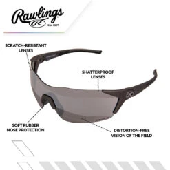 Rawlings 1801 Men's Adult Shield Baseball Sunglasses (Gunmetal/Smoke) -Deals Baseball Store Rawlings 1801 Baseball Adult Sunglasses Gunmetal InfoGraphic