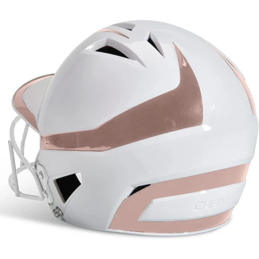 CHAMPRO HX Rise Pro Fastpitch Softball Batting Helmet With Facemask Two-Tone Glossy Finish (White/Rosegold) -Deals Baseball Store RoseGold 3 9a18af93 647e 439d bf0a 65258aaa8190