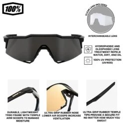 100% Speedcraft SL Performance Vented Baseball Sport Sunglasses (Black Smoke) -Deals Baseball Store SpeedcraftSLBlackSmokeInfo