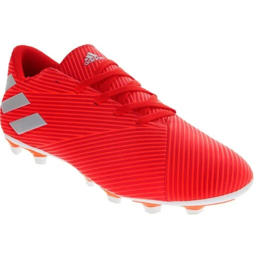 New Adidas Unisex-Child Nemziz 19.4 Firm Ground Soccer Shoe Sz Yth 2 Red/Silver -Deals Baseball Store ad f34393 red1