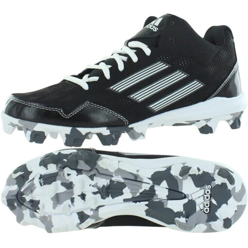 Adidas Wheelhouse Mid 2 Men's Big Kid Rubber Baseball Cleats (Black/White) -Deals Baseball Store adidas wheelhouse2mid g98614 black1