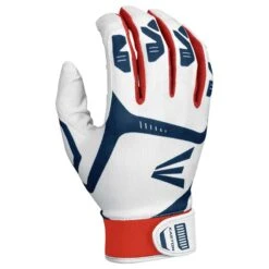 Easton Gametime Adult Batting Gloves White / Navy / Red -Deals Baseball Store batting gloves easton gametime white navy red