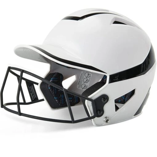 Champro Rise Pro Fastpitch Softball Batting Helmet W/ Facemask (White/Black) -Deals Baseball Store cha prorishlmtmask hxfpg2bj whblk 1