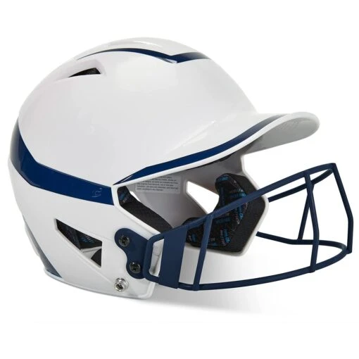 Champro Rise Pro Fastpitch Softball Batting Helmet W/ Facemask (White/Navy) -Deals Baseball Store cha prorishlmtmask hxfpg2nyj whna 2