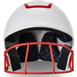 Champro Rise Pro Fastpitch Softball Batting Helmet W/ Facemask (White/Scarlet) -Deals Baseball Store cha prorishlmtmask hxfpg2scj whsc 4