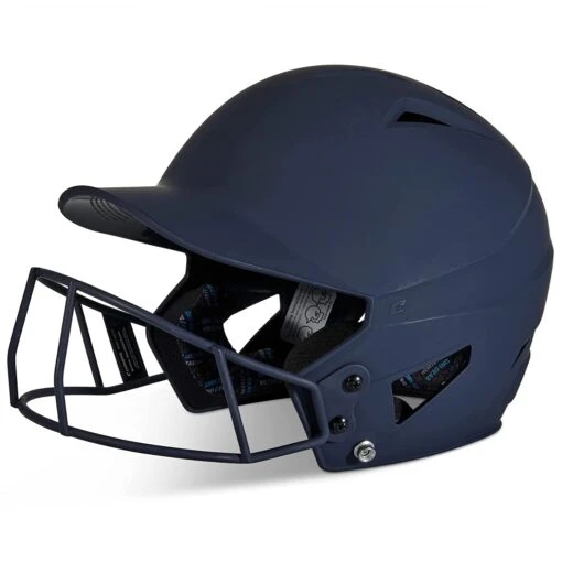 Champro HX Rise Matte Fastpitch/Softball Batting Helmet W/ Facemask (Navy) -Deals Baseball Store cha risehlmetwmask hxfpmnyj na 1