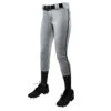 Champro Tournament Traditional Low Rise Womens Fastpitch Pants W/ Braid (Gray/Black) -Deals Baseball Store champro tournament lowrise pants grybk 1