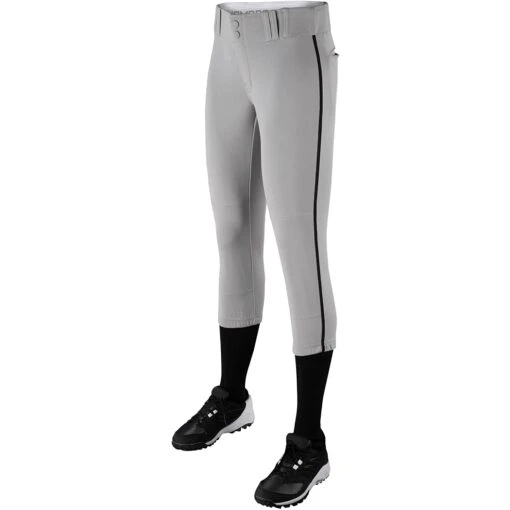 Champro Tournament Traditional Low Rise Womens Fastpitch Pants W/ Braid (Gray/Black) -Deals Baseball Store champro tournament lowrise pants grybk 2