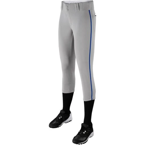 Champro Tournament Traditional Low Rise Womens Fastpitch Pants W/ Braid (Gray/Royal) -Deals Baseball Store champro tournament lowrise pants gryro 2