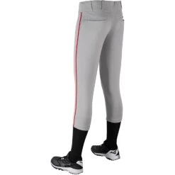 Champro Tournament Traditional Low Rise Womens Fastpitch Pants W/ Braid (Gray / Scarlet) -Deals Baseball Store champro tournament lowrise pants grysc 3