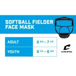 Champro Rampage Defensive Fielders Fastpitch Softball Adult Face Mask Ultra Lightweight (Navy) -Deals Baseball Store champrosoftballfielderfacemasksizechart