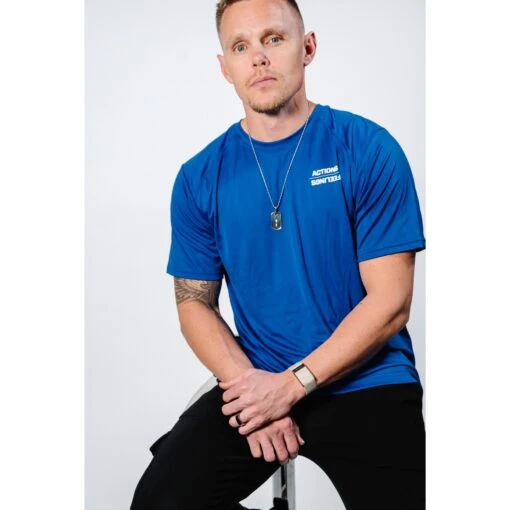 Guardian Baseball Brandon Guyer Mindset Performance Line Actions Over Feelings Athletic Shirt (Royal) -Deals Baseball Store dsc3073