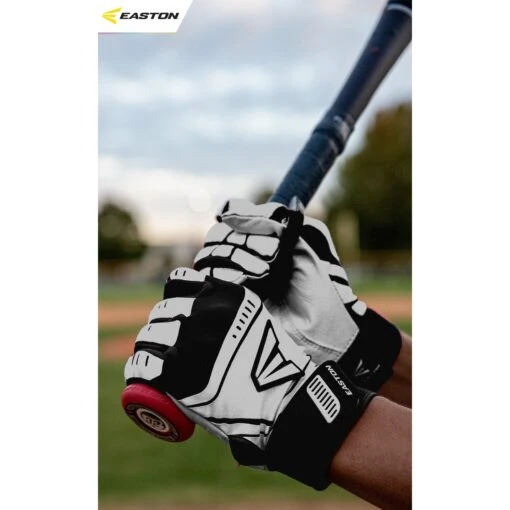 Easton Baseball Walk Off Power Leverage Adult Batting Gloves (White/Black) -Deals Baseball Store ea1 black scaled