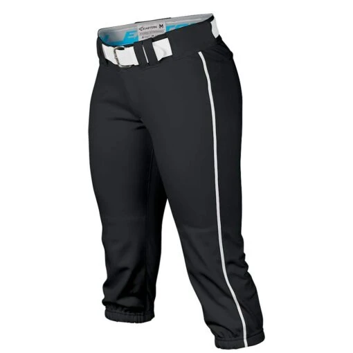 Easton Pro Fastpitch Women's Softball Piped Belt Loops Pants (Black/White) -Deals Baseball Store easton a164148 propant bk wh 1