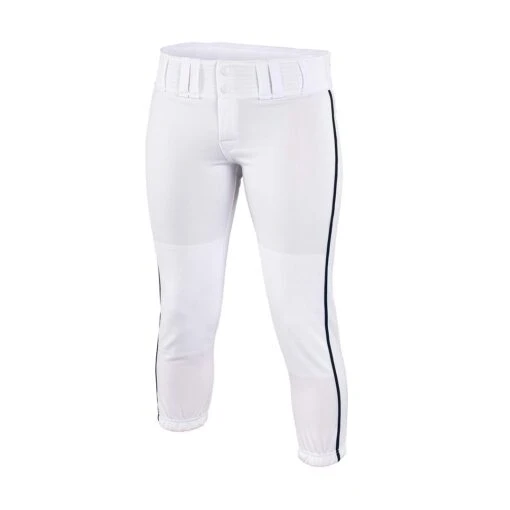 Easton Pro Fastpitch Women's Softball Piped Belt Loops Pants (White/Black) -Deals Baseball Store easton a164148 propant wh bk 1